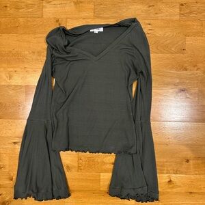 Olive Green Women's Bell Sleeve Top